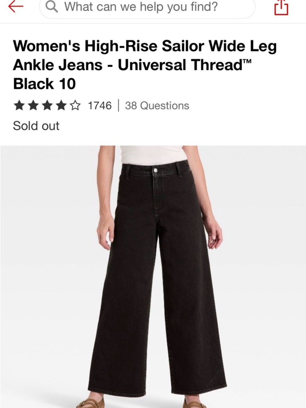 Universal Thread Black High-Rise Wide Leg Ankle Jeans